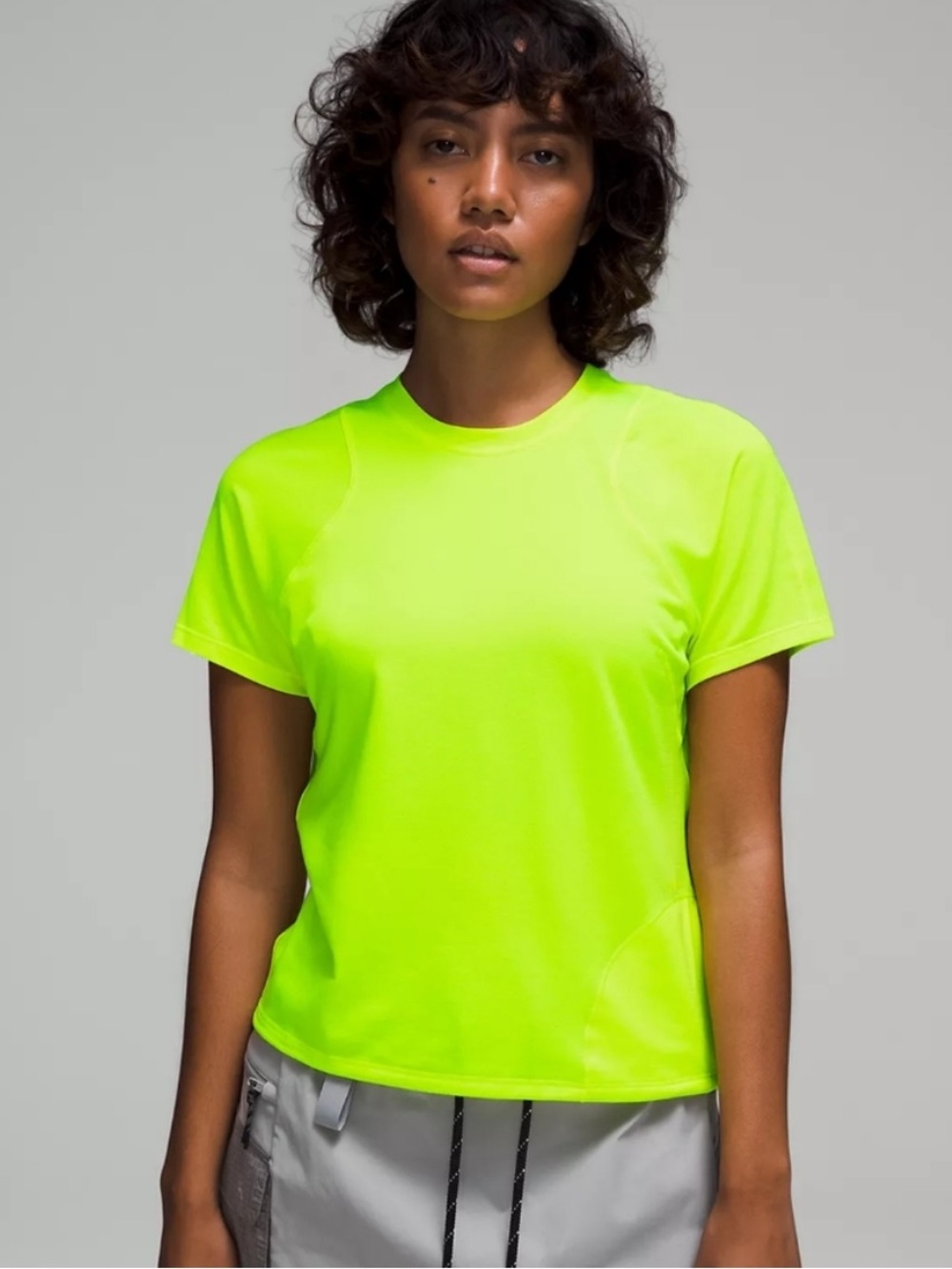 Lululemon Lightweight Cinch Hem Hiking Tee Neon Highlight Yellow Women Size 8